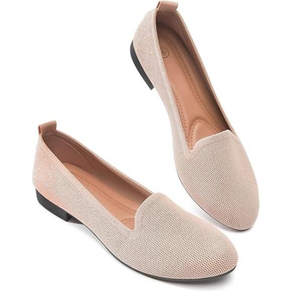 Women's Sparkly Flats Shoes Shiny Mesh Loafers Shoes Soft Memory Foam Flats - Picture 7 of 7